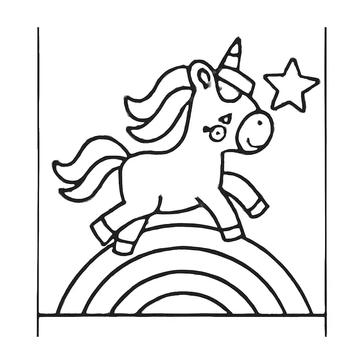 Coloriage Licornes facile à imprimer