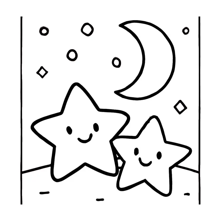 Coloriage étoiles et planètes gratuit à imprimer